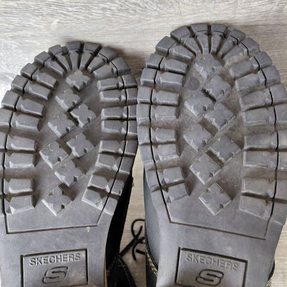 Skechers Laramie 2 Engineer Boots Womens 10 Black Leather Platform Combat Moto - Picture 11 of 12